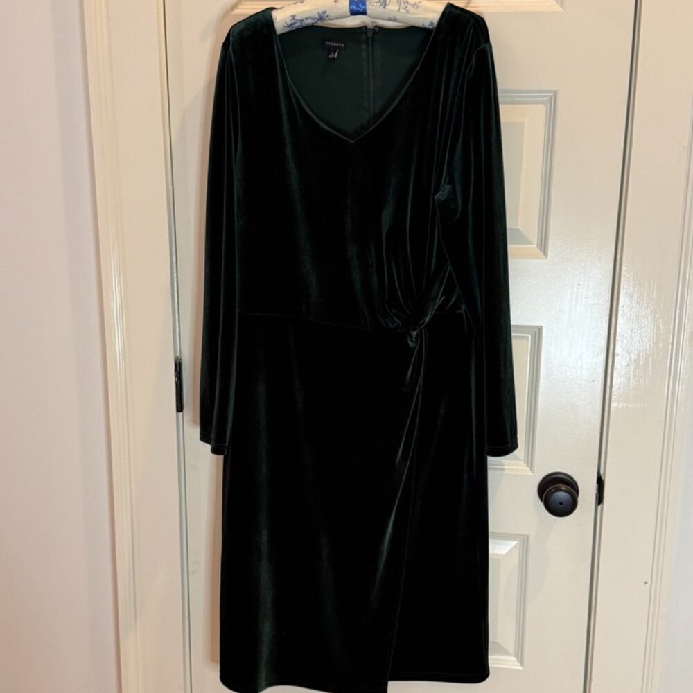 Talbot's Velour Twist Front Dress (XL) in Emerald Green